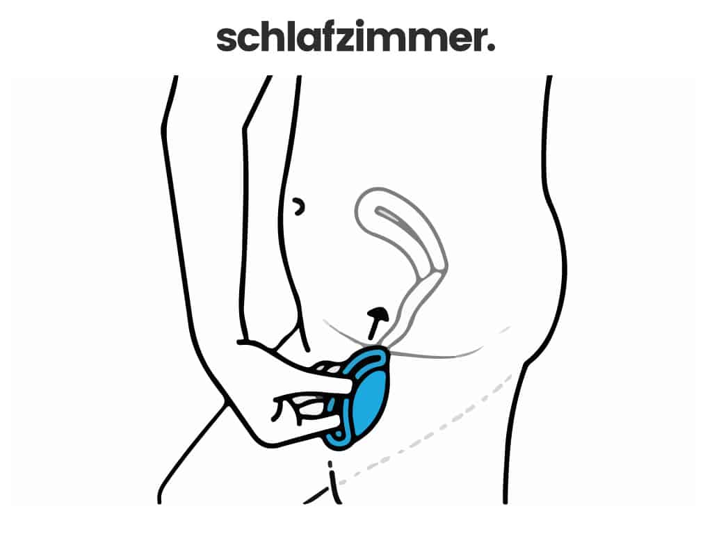 Falte das Diaphragma und versuche dabei für dich eine bequeme Position einzunehmen